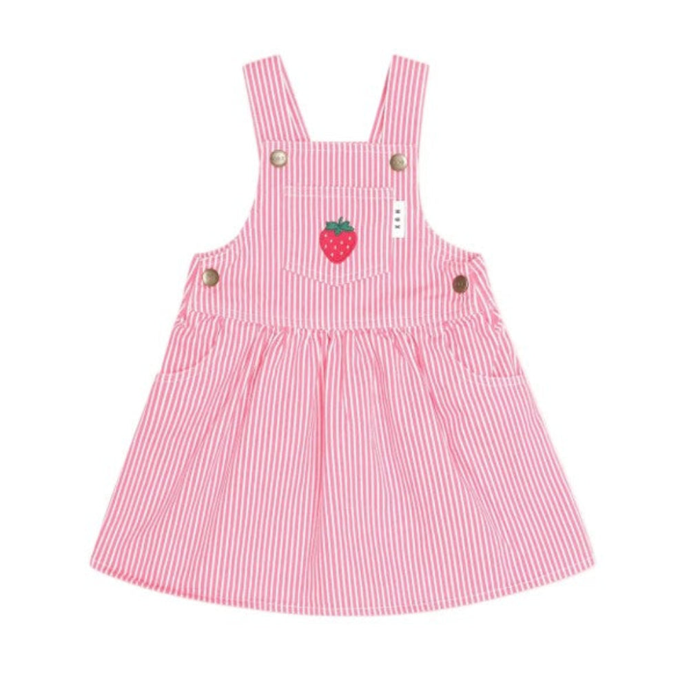 Huxbaby Strawberry Emb Stripe Pinafore