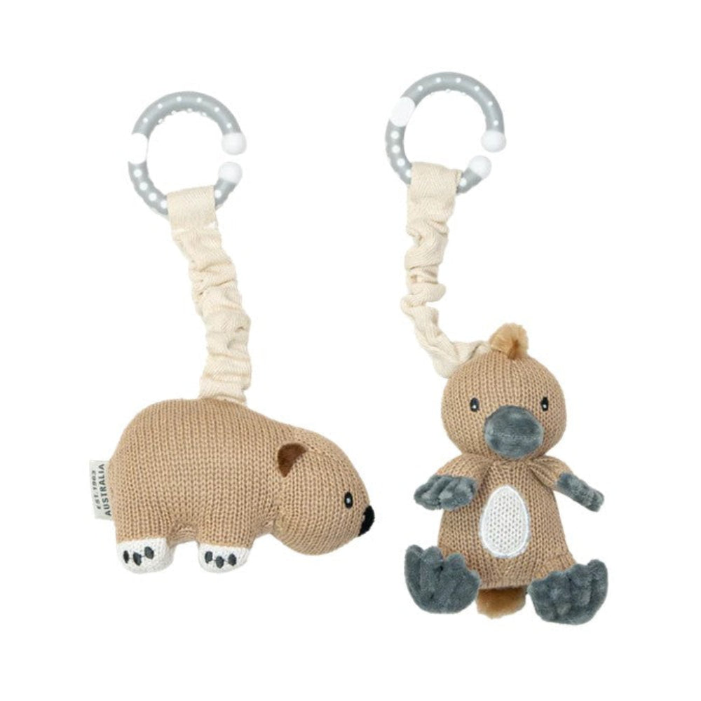Living Textiles Australiana Stroller Toy 2pk - Wombat and Platypus