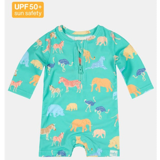 Toshi Swim Onesie Long Sleeve Splash - Congo Seagrass