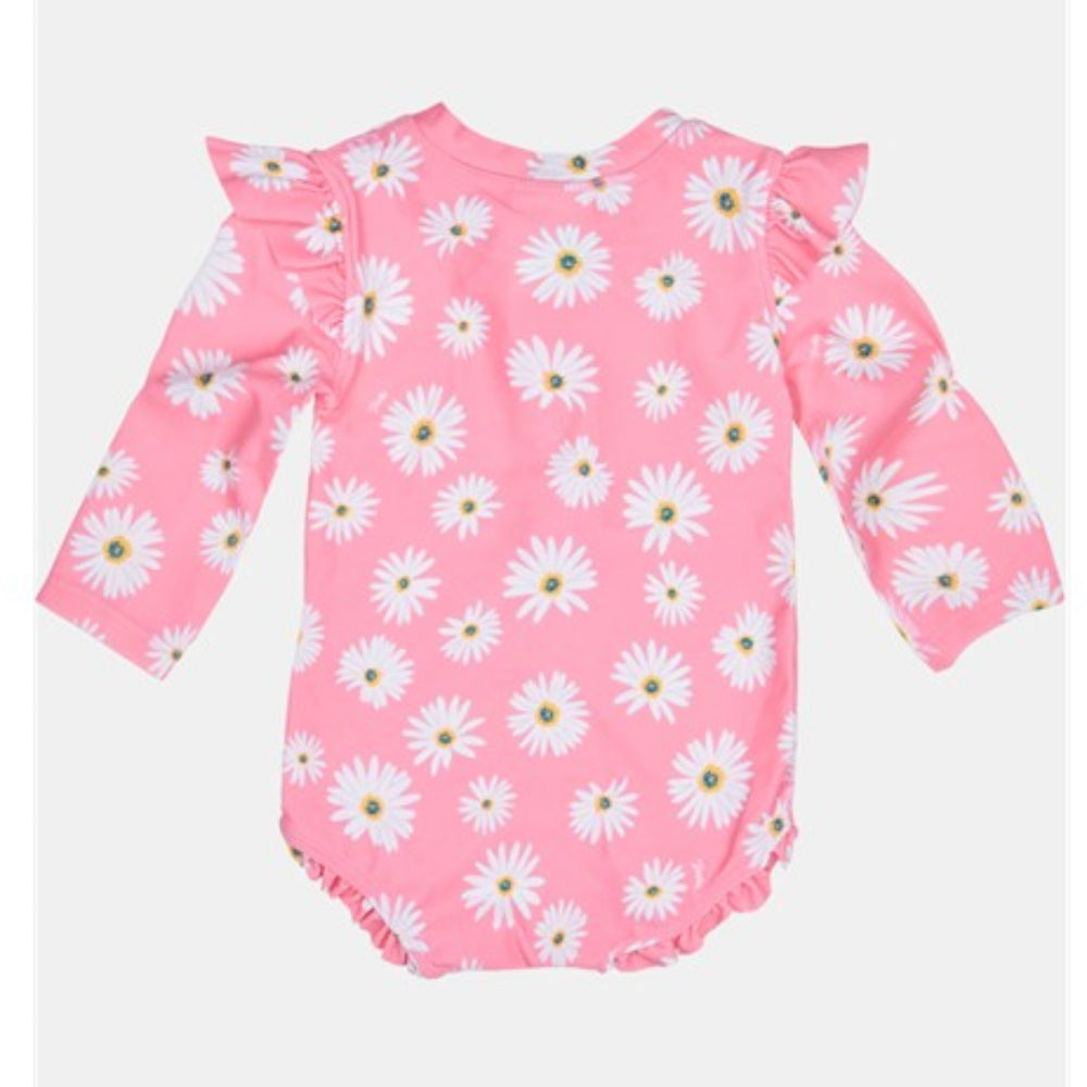 Toshi Swim Onesie Long Sleeve Ripple - Daisy Watermelon