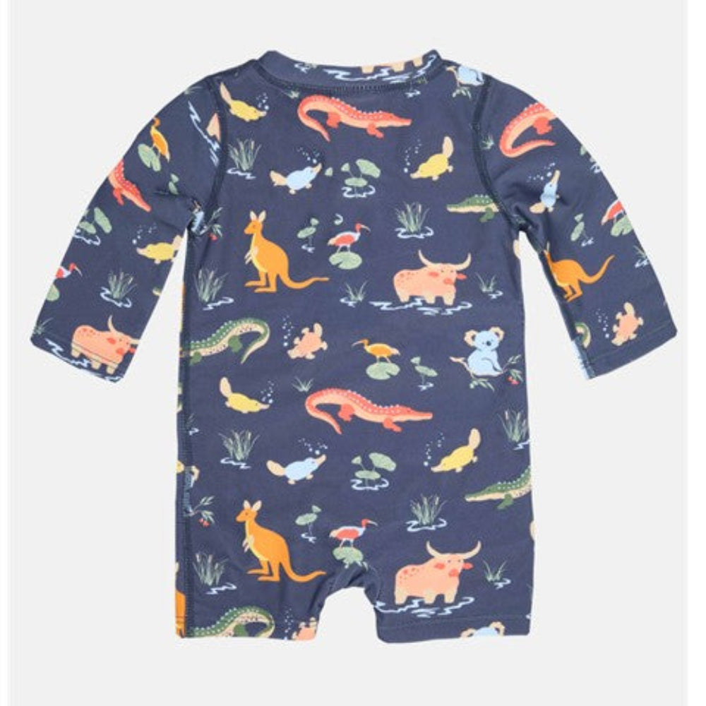 Toshi Swim Onesie Long Sleeve Splash - Kakadu Moonlight