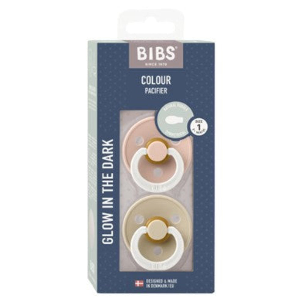Bibs Symmetrical GLOW Soothers 2 pk - Blush/Vanilla