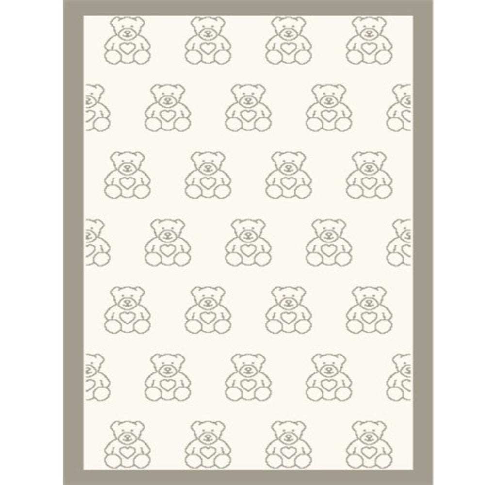 Thread the Word Teddy Bear Knitted Bassinet Blanket - Eggshell-Beige