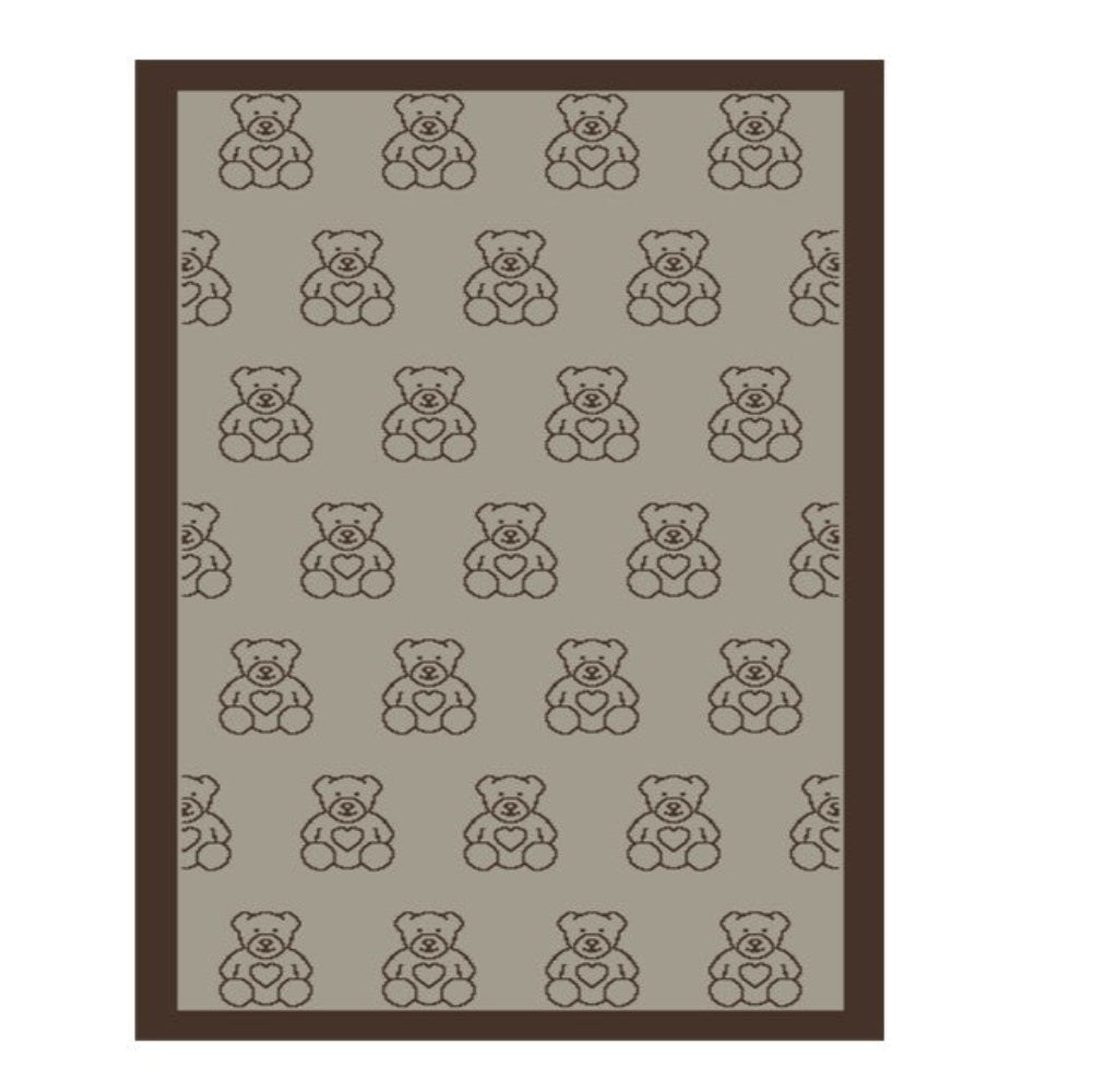 Thread the Word Teddy Bear Knitted Bassinet Blanket - Beige-Espresso
