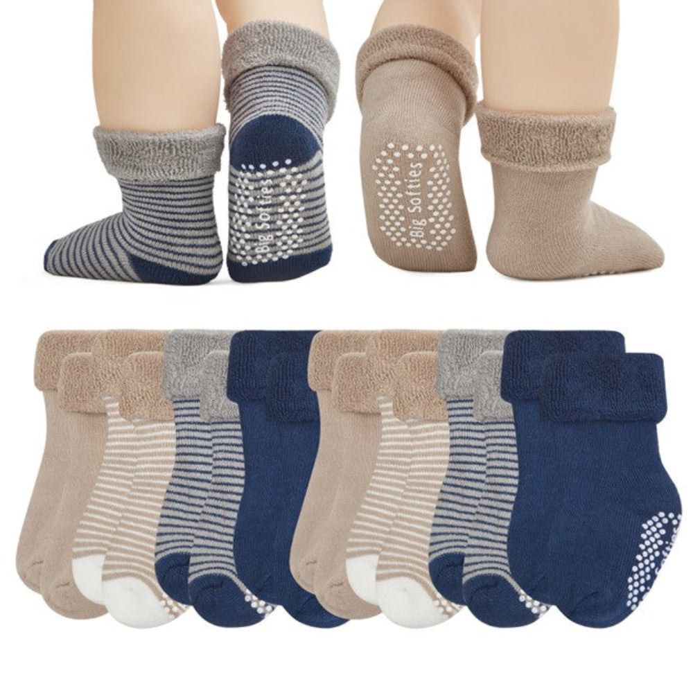 Big Softies Anti Slip Terry Socks - 8 pk - Boys
