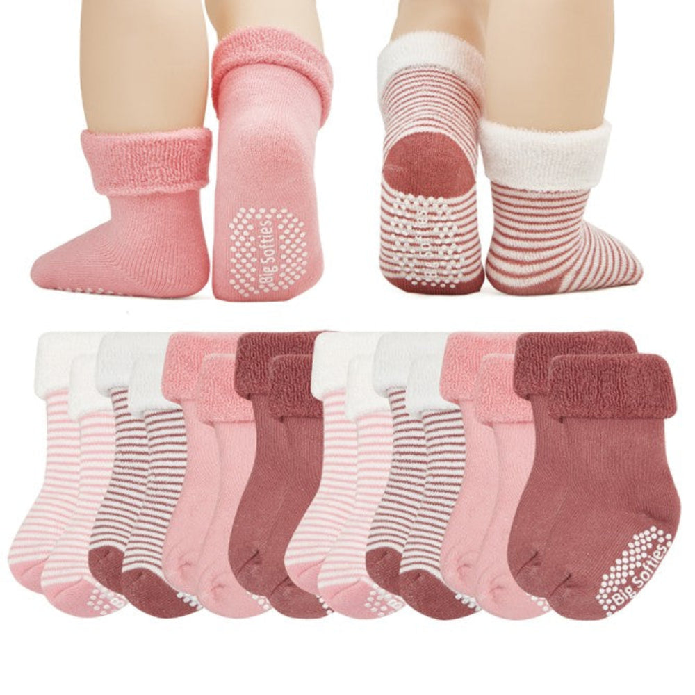 Big Softies Anti Slip Terry Socks - 8 pk - Girls