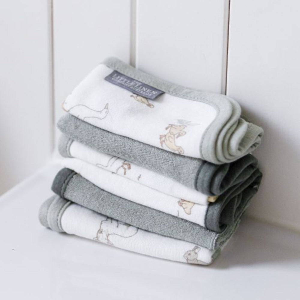 Little Linen Towelling Washer 6 Pk - Farmyard Lamb