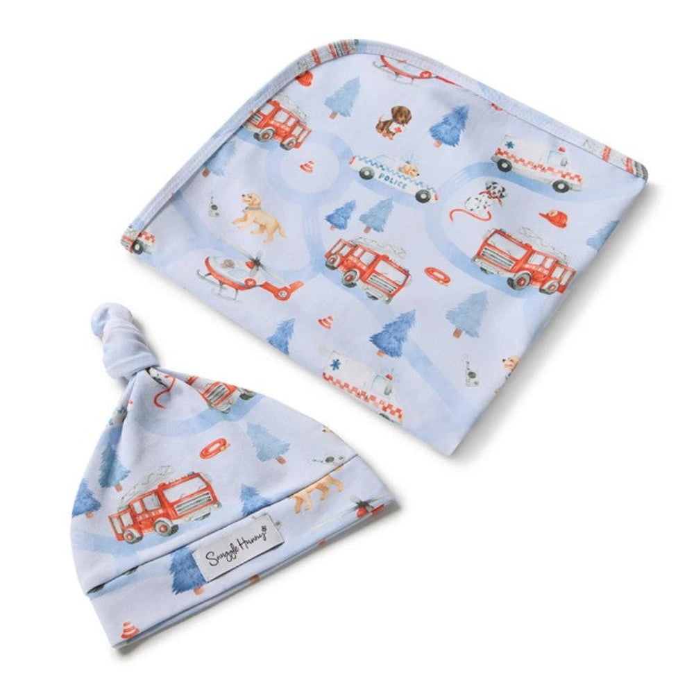 Snuggle Hunny Organic Jersey Wrap & Beanie Set - To The Rescue