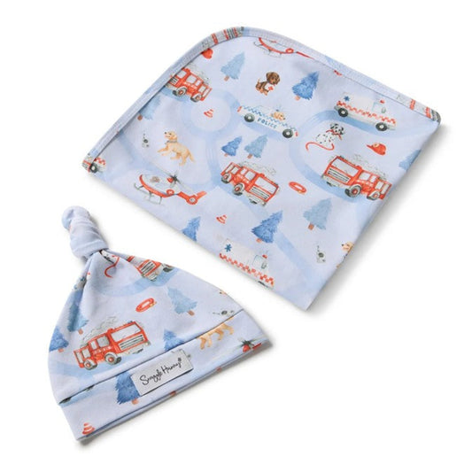 Snuggle Hunny Organic Jersey Wrap & Beanie Set - To The Rescue