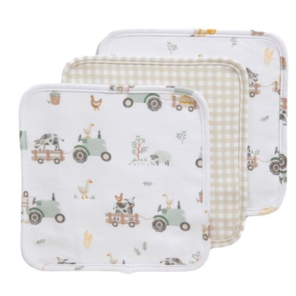 Living Textiles 3 pk Wash Cloths - Tractor Ride