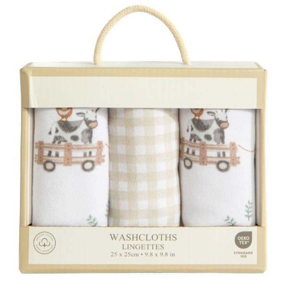 Living Textiles 3 pk Wash Cloths - Tractor Ride