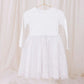Confetti Kidz L/S Ribbed Tulle Dress - White Daisies