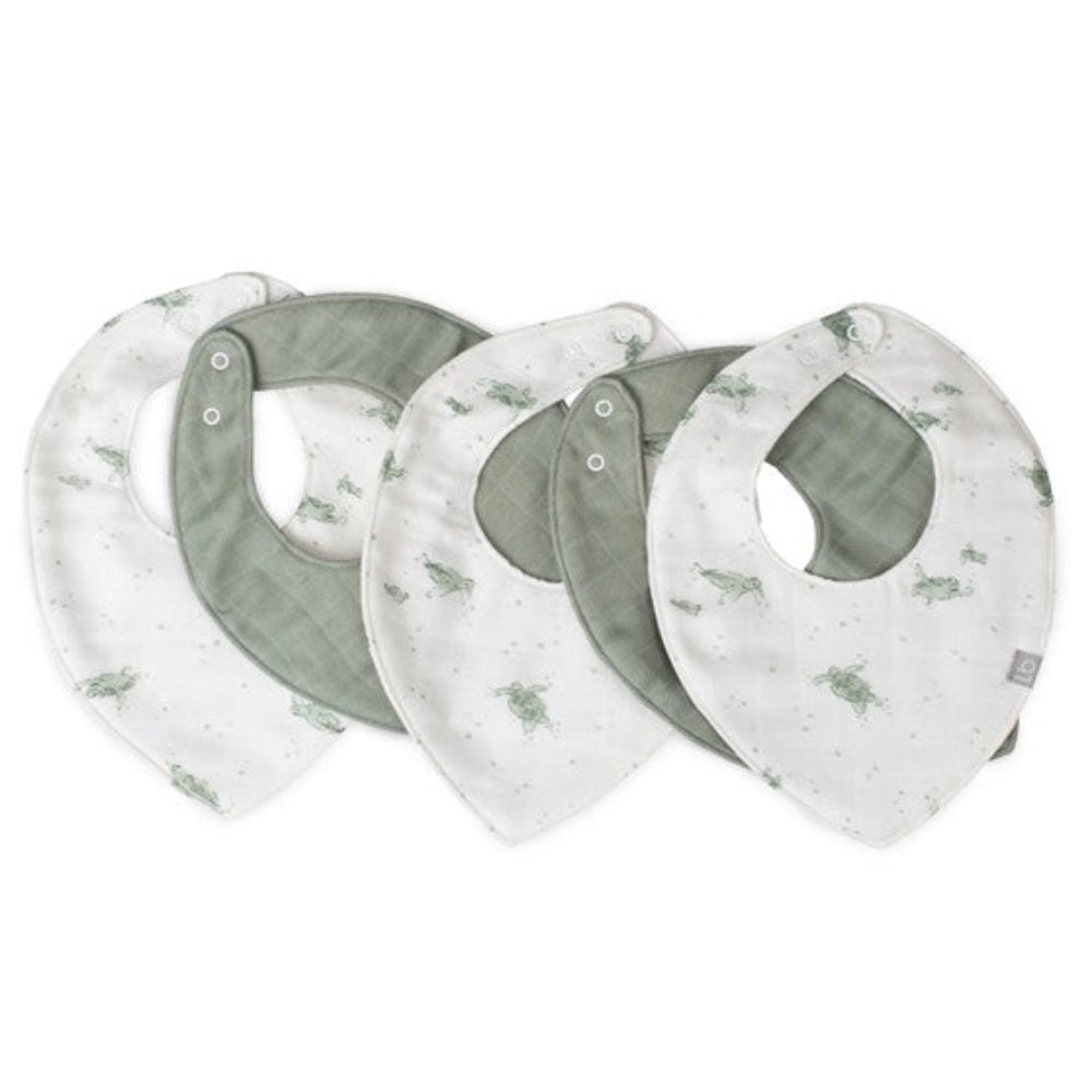 Little Bamboo Muslin Bib 5 pk - Turtle Bay