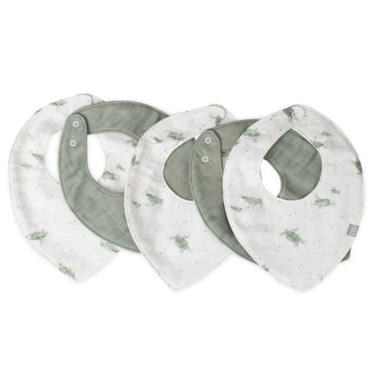 Little Bamboo Muslin Bib 5 pk - Turtle Bay