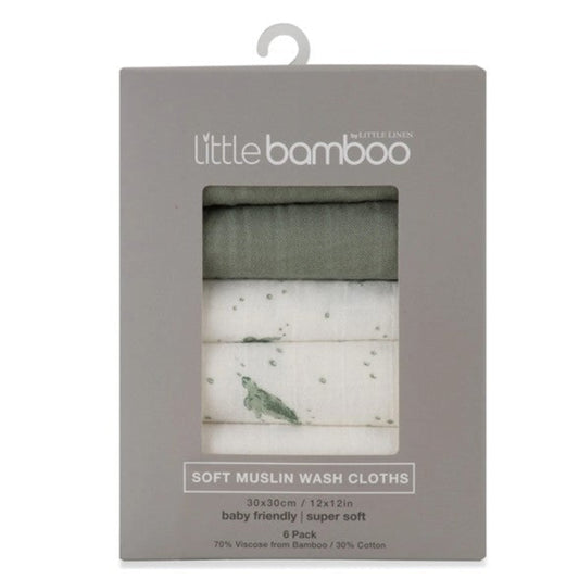 Little Bamboo Muslin Wash Cloths 6 Pk - Turtle Bay