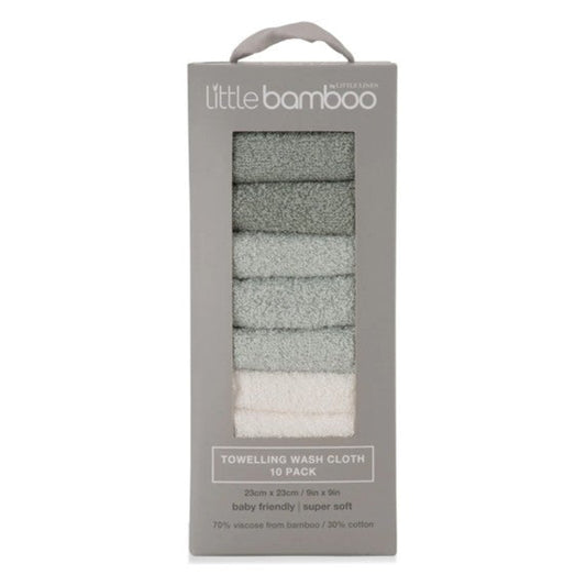 Little Bamboo Towelling Washer 10 Pk - Turtle Bay