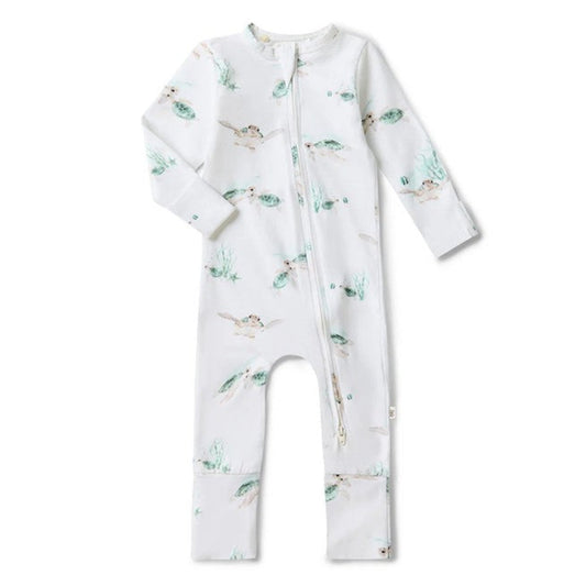 Snuggle Hunny Organic Snugglesuit Convertible Romper - Turtle