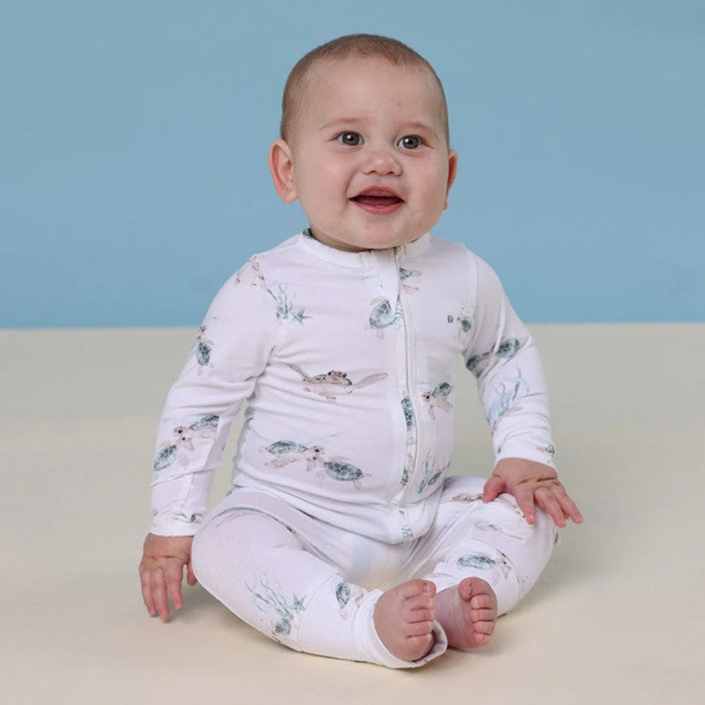 Snuggle Hunny Organic Snugglesuit Convertible Romper - Turtle
