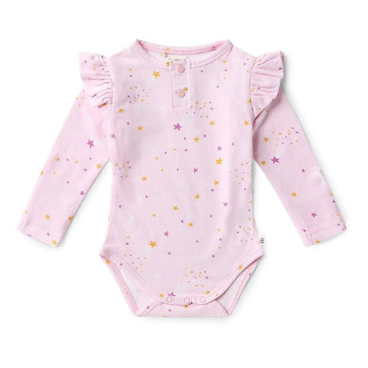 Snuggle Hunny Organic Long Sleeve Bodysuit with Frill - Twinkle