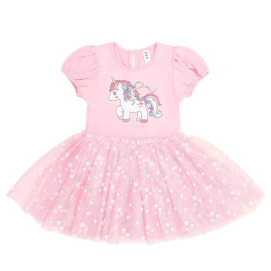Huxbaby Magical Unicorn Puff Slv Tulle Dress