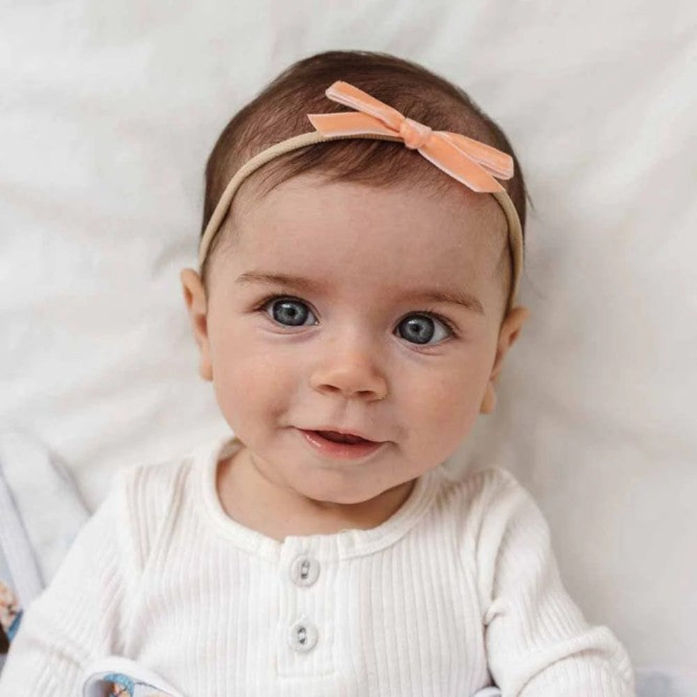 Snuggle Hunny Velvet Bow - Coral