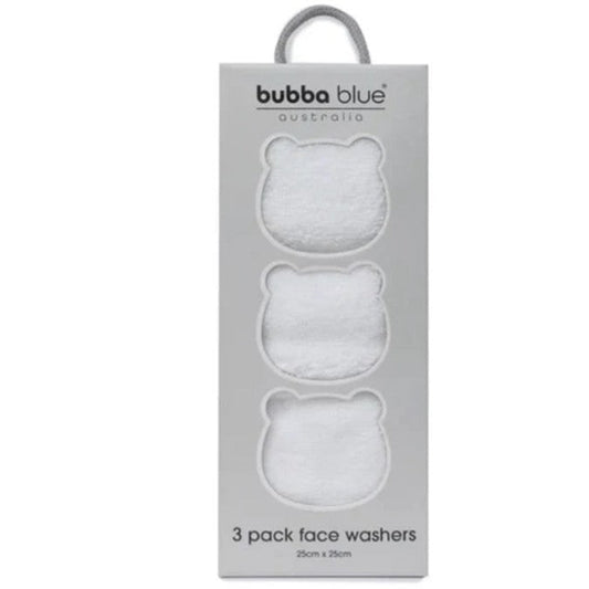 Bubba Blue Face Washers 3pk - White