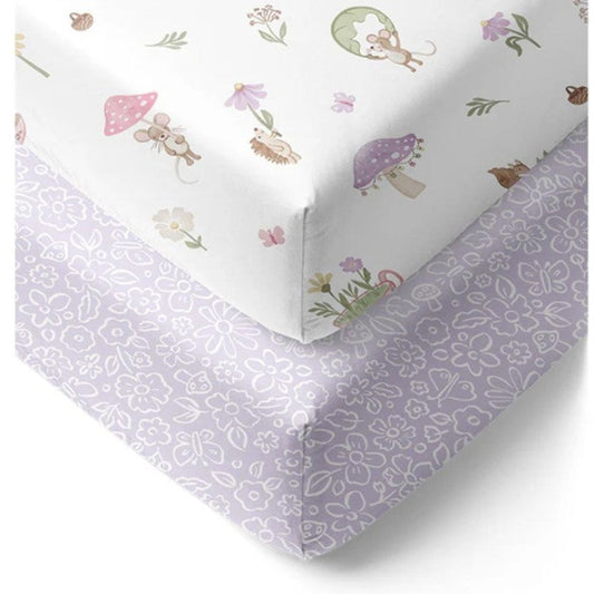 Living Textiles 2pk Jersey Cot Fitted Sheets - Whimsical Wonderland