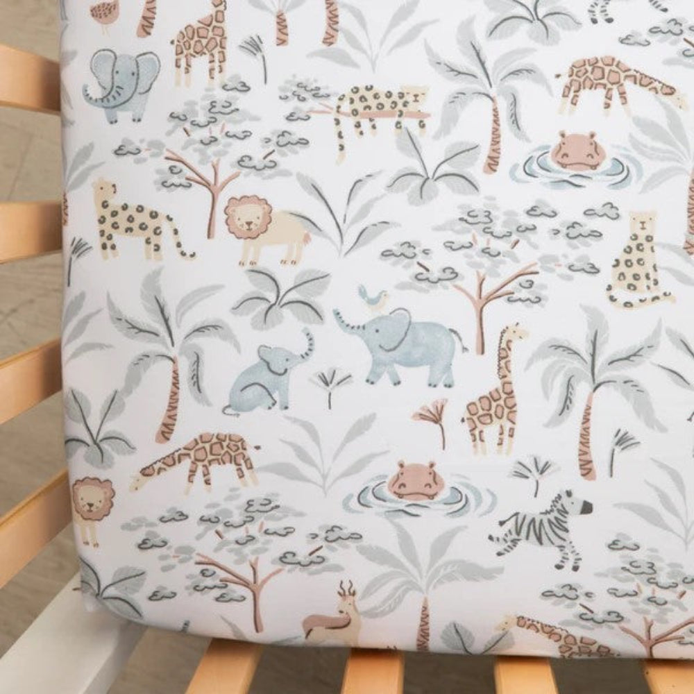 Living Textiles 2pk Jersey Cot Fitted Sheets - Wild Safari