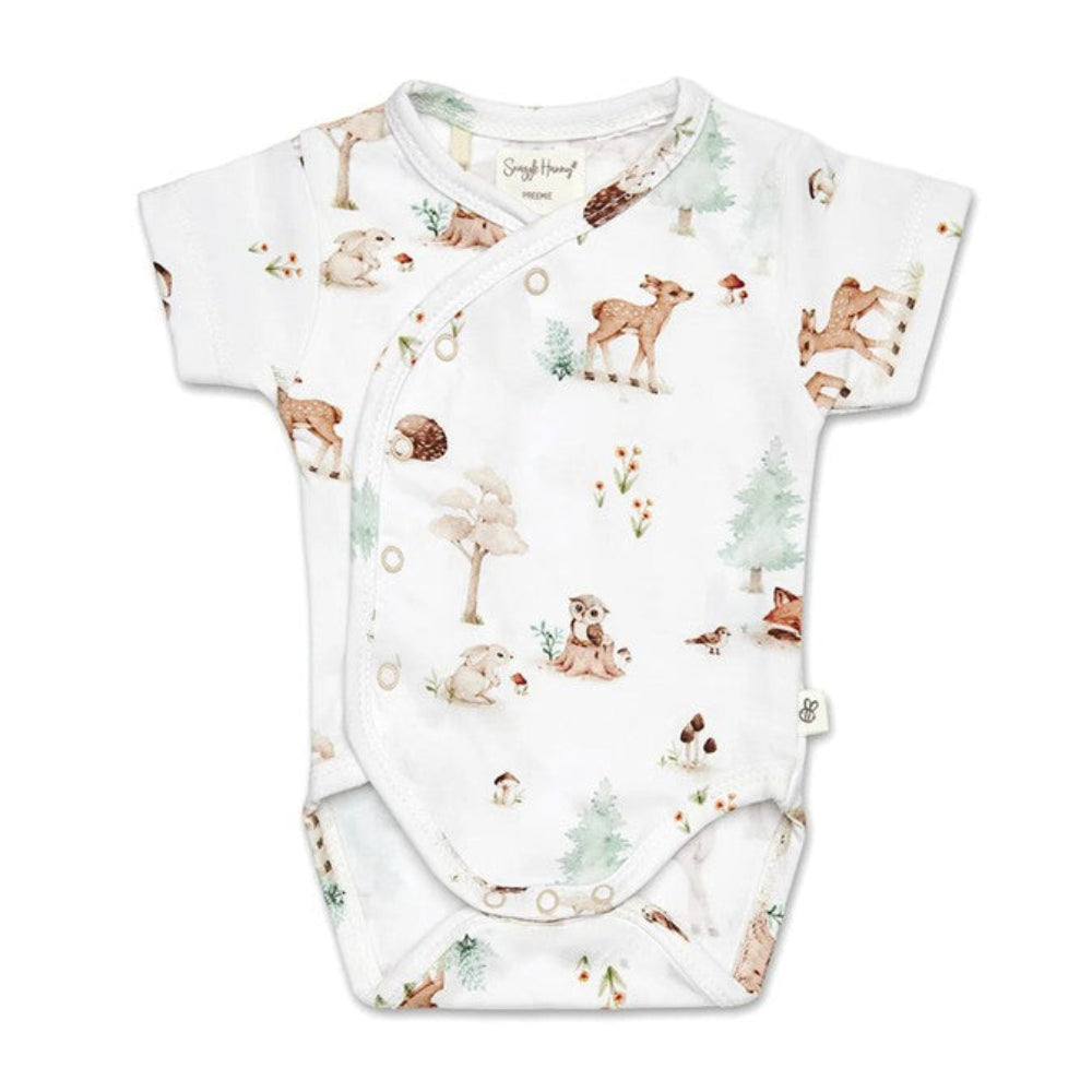 Snuggle Hunny Organic Short Sleeve Kimono Bodysuit - Woodland Tales
