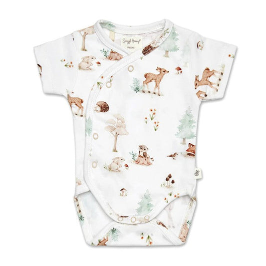 Snuggle Hunny Organic Short Sleeve Kimono Bodysuit - Woodland Tales