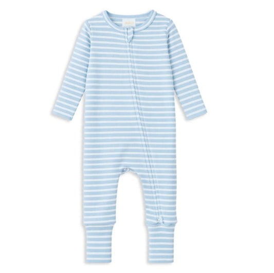 Milky Clothing Zip Romper - Mist Stripe