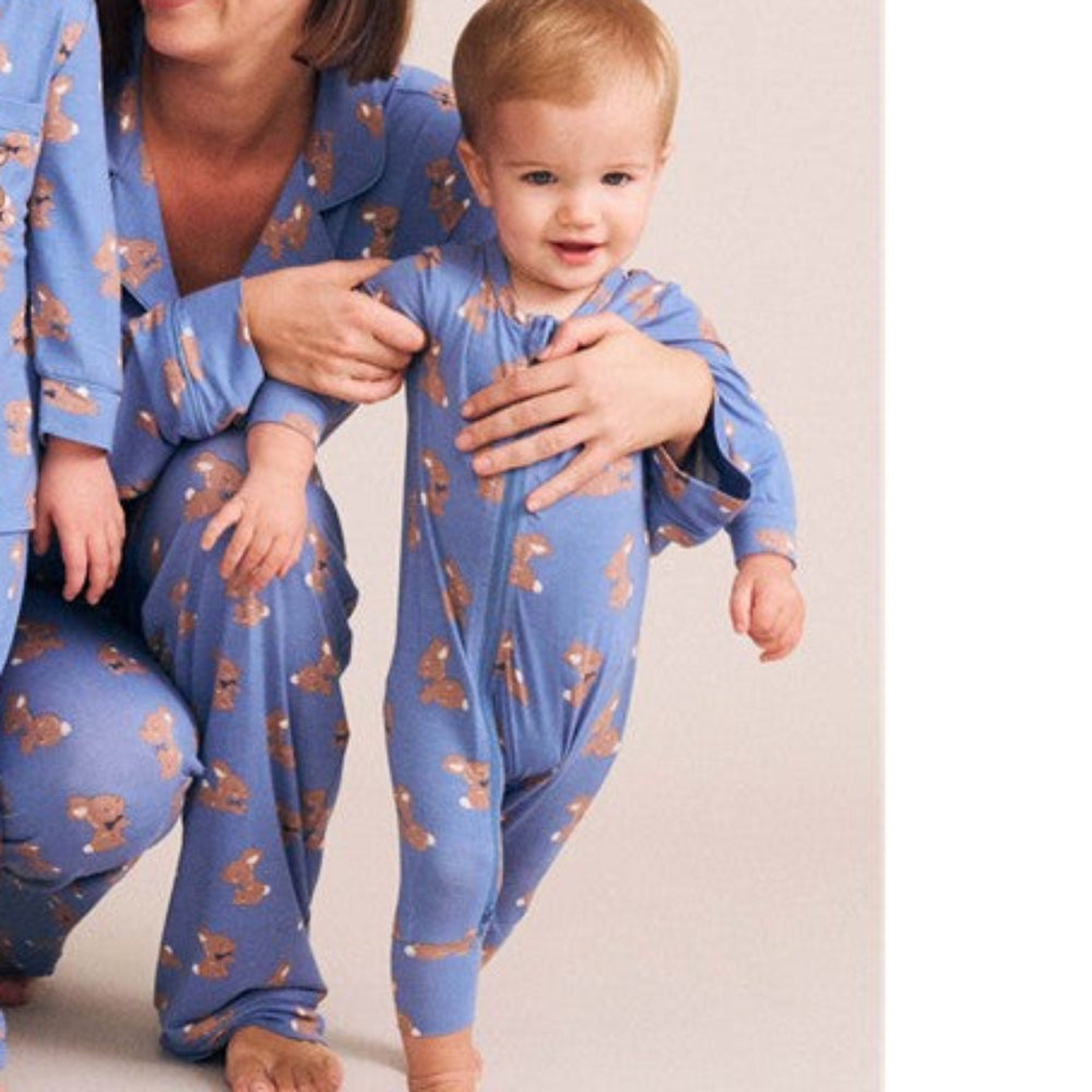 Huxbaby Vintage Blue Bunny Zip Romper