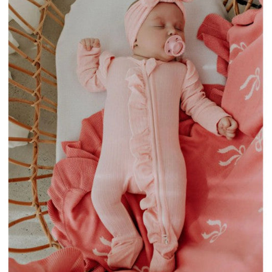 Confetti Kidz Zipsuit - Candy Pink Pointelle