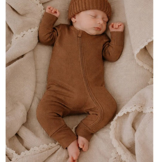 Confetti Kidz Zipsuit - Chocolate Pointelle