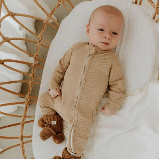 Confetti Kidz Zipsuit - Fawn Waffle