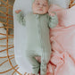 Confetti Kidz Zipsuit - Sage Pointelle