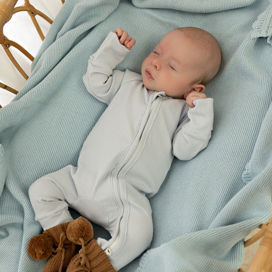 Confetti Kidz Zipsuit - Soft Blue Rib
