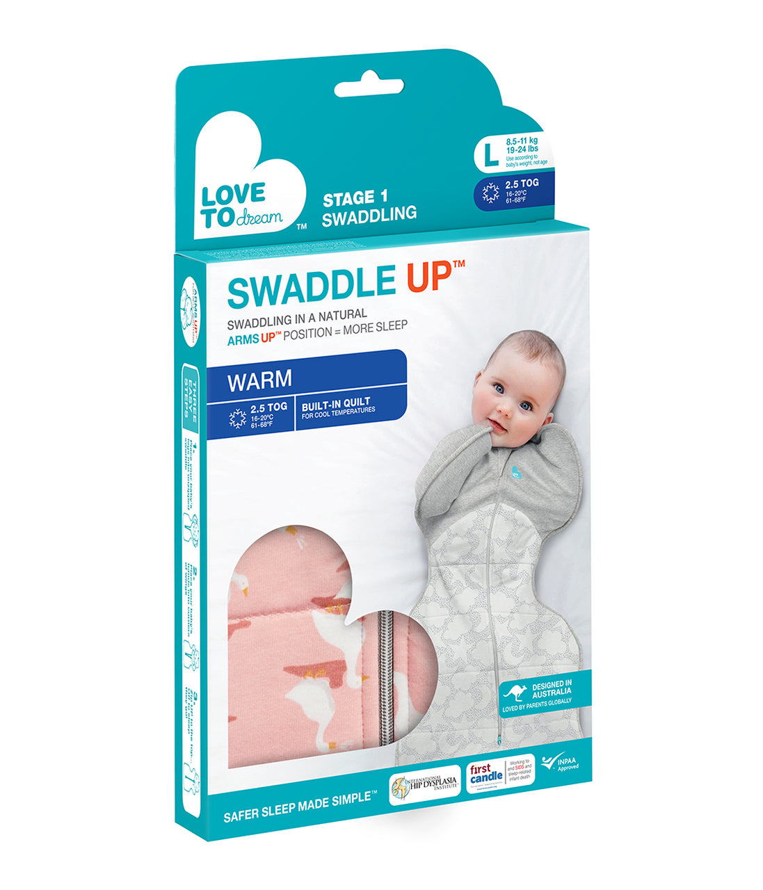 Love To Dream Swaddle Up Warm 2.5 Tog - Silly Goose Pink