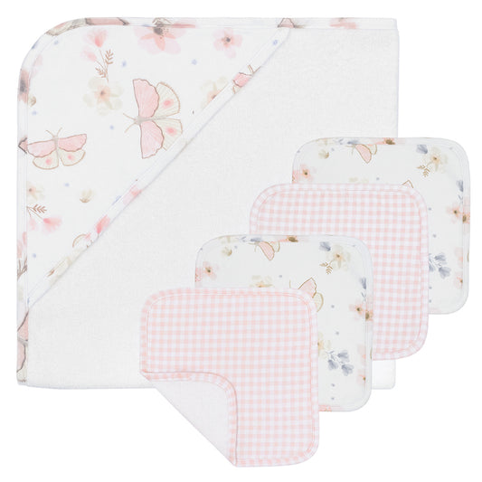 Living Textiles 5 pce Bath Gift Set - Butterfly/Gingham