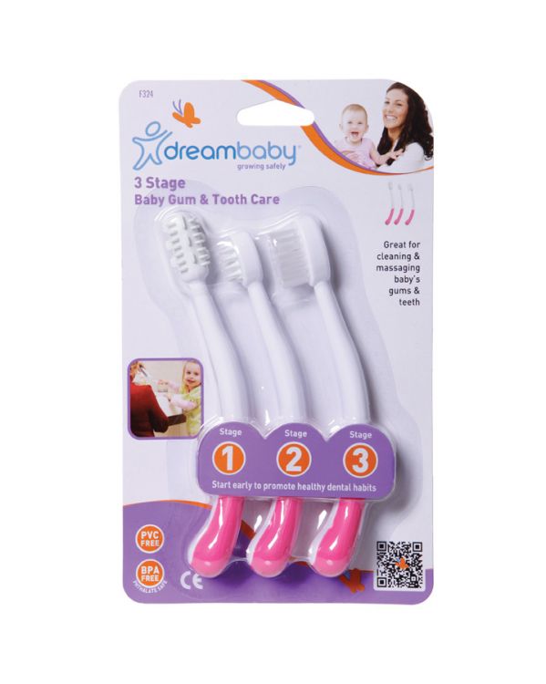 Dreambaby F324 Toothbrush Set 3 Stage Pink