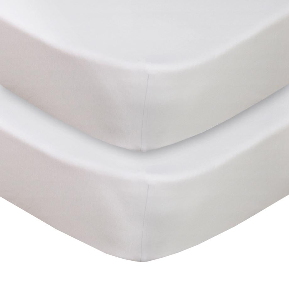 Living Textiles Cot Fitted Sheet Jersey 2 pk - White