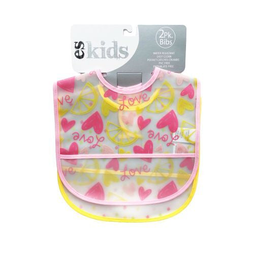 ES Kids Plastic Bibs 2pk - Love