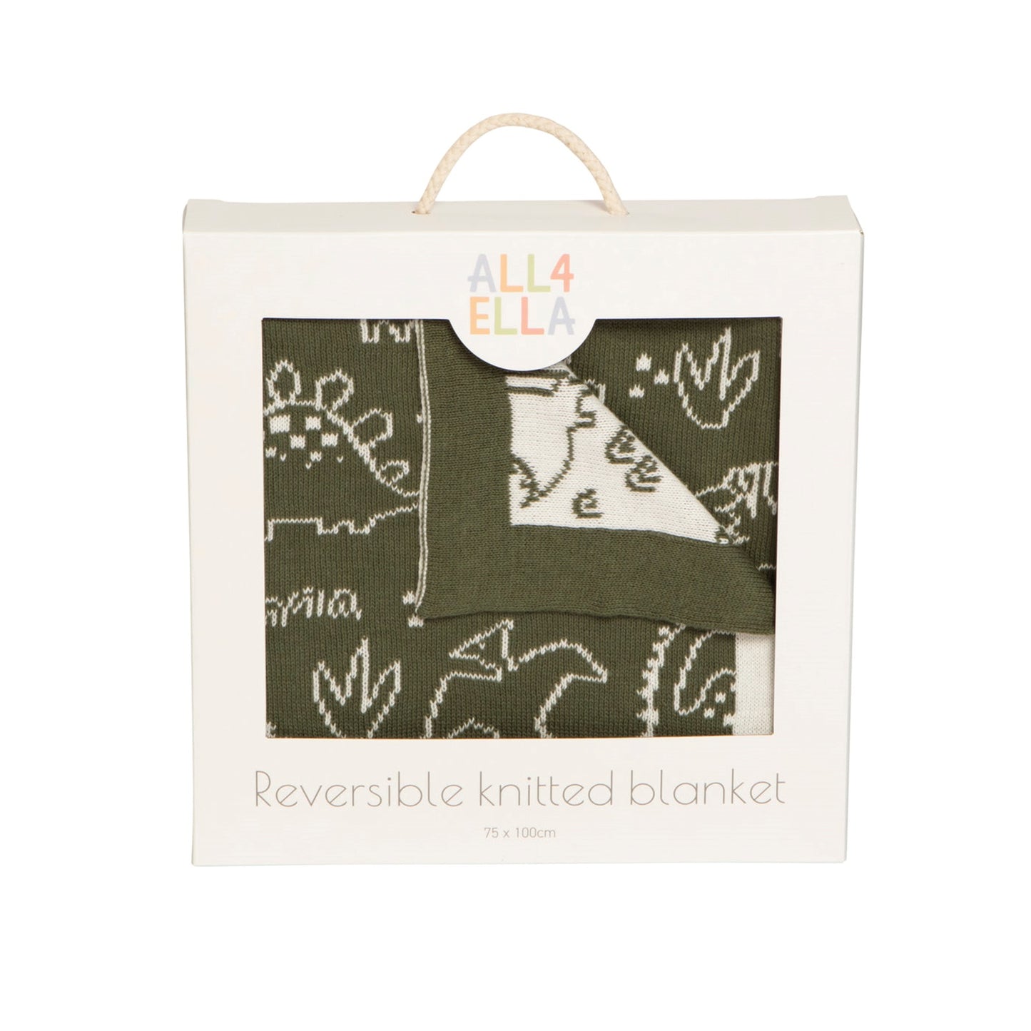 All4Ella Reversible Knitted Blanket - Forest Dino