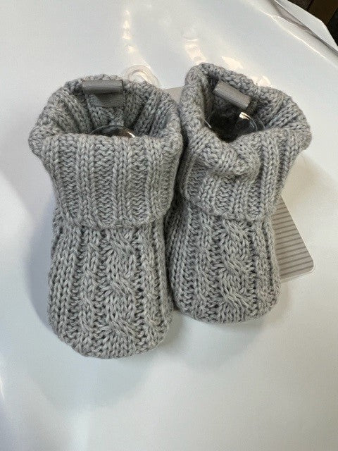 Playette Cable Knitted Bootie Grey - 0-6 mths