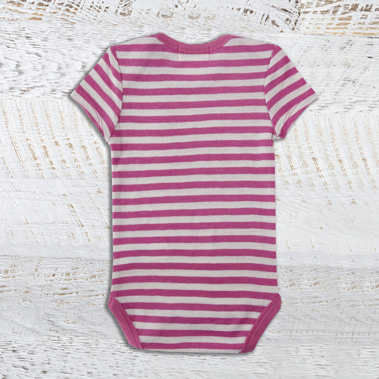 Merino Baby Short Sleeve Bodysuit - Pink Stripe
