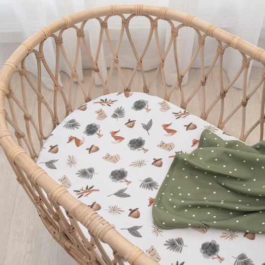 Living Textiles Forest Retreat 2pk Bassinet Fitted Sheets
