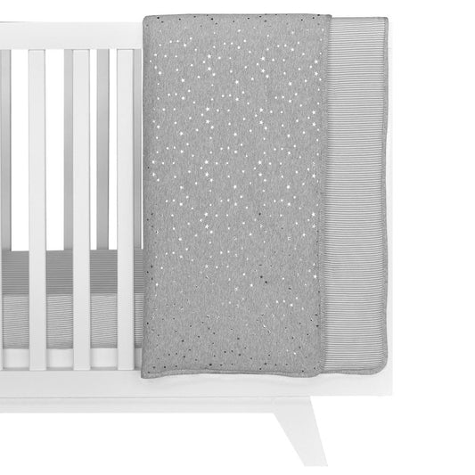 Living Textiles Reversible Jersey Cot Comforter - Grey Star/Stripe