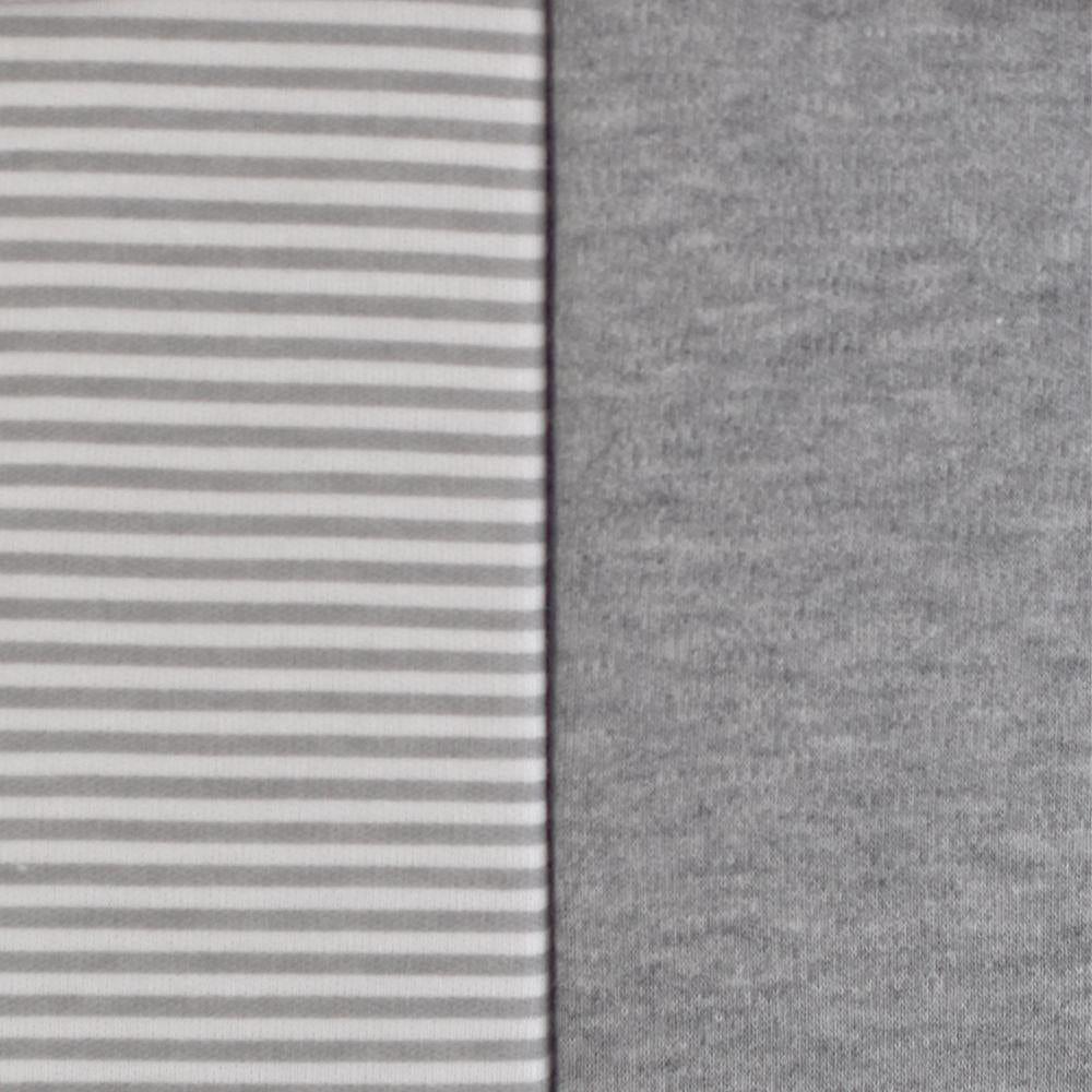 Living Textiles 2pk Jersey Cot Fitted Sheets - Grey Stripe/Melange