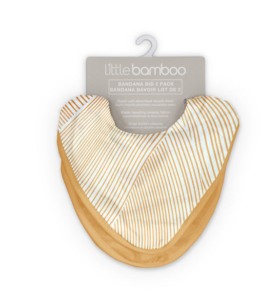 Little Bamboo Muslin Bandana Bib 2 pk - Linear Sands/Marigold