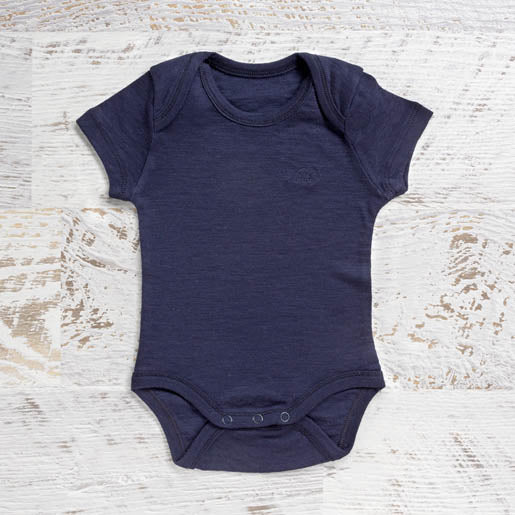 Merino Baby Short Sleeve Bodysuit - Navy